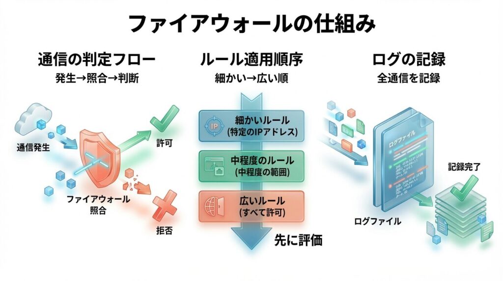 ファイアウォールの仕組みを簡潔にまとめた図